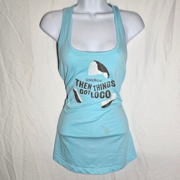 Tops - y2k captain Morgan blue racerback tank top